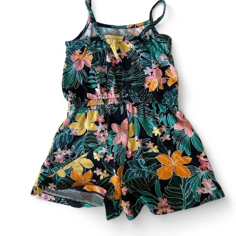 Old Navy Girls XS/ (Size 5) One-Piece Romper – Black with Bright Floral Print